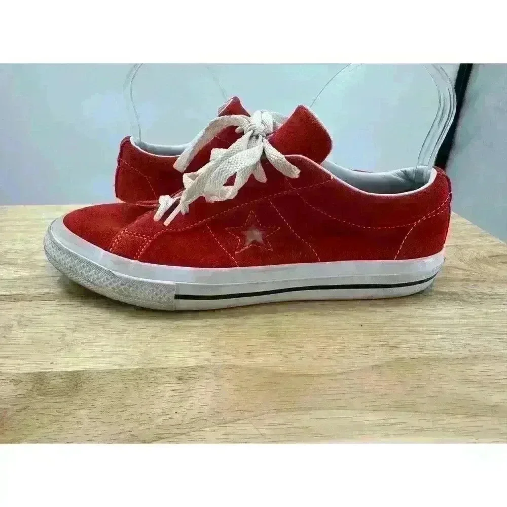 Converse All Star One Star Red & White Suede Low Top Lace-Up Sneakers  Juniors 6